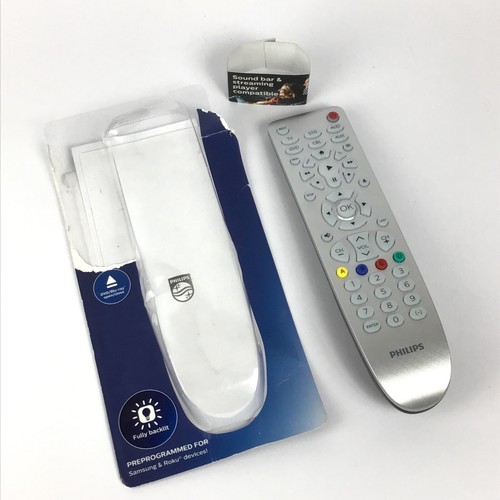 Philips 6-Device Universal Remote Control Silver Backlit Bright White Sound Bar - Picture 2 of 4