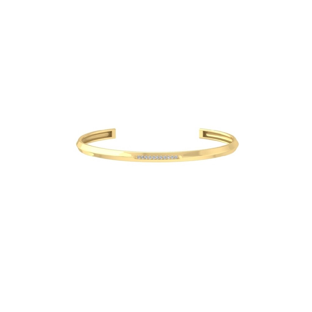 14k Yellow Gold Round Lab Grown Diamond Cuff Bangle Bracelet For
