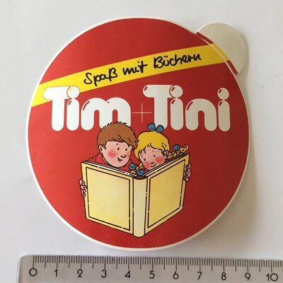 Vintage alter Aufkleber Sticker Tim + Tini Bücher Lesen