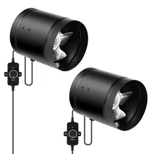 6" Inline Booster Duct Fan 275 CFM with Speed Controller for Grow Tent 2 Pack