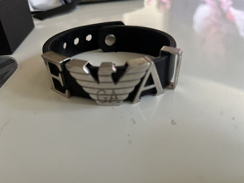 Armani silver 925 leather bracelet  - Afbeelding 1 van 11