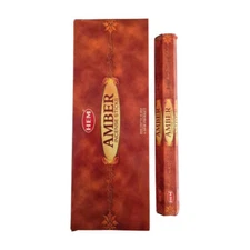 HEM Amber Incense Sticks Hand Rolled Agarbatti Pack of 6X20g Each Packs