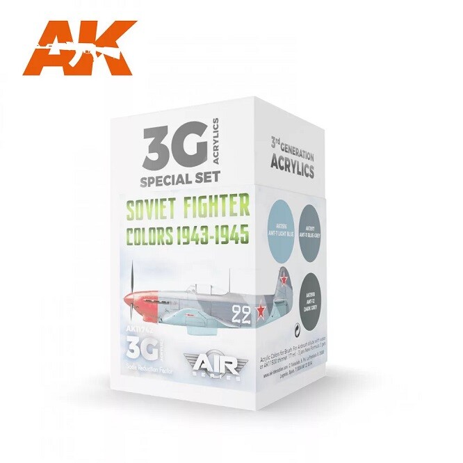 Ak Interactive AK11742 - Soviet Fighter Colors 1943-1945 Set 3G 3x17ml - New