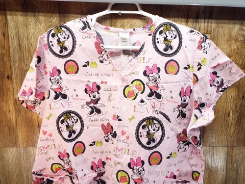 Disney Minnie Mouse Cotton Scrub Top 3XL Womens Nurse Medical Vet Shirt - Picture 2 of 6