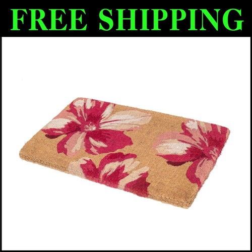 Eco-Friendly Floral Doormat - Handwoven Coir, Extra Thick for Elegant Entryways