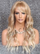Human Hair blend Long Blonde mix Full Wig So Natural N wavy Heat OK WBUK 27-613