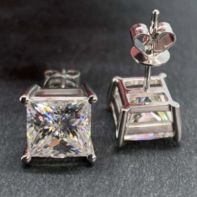 5 Ct Certified Off White Treated Diamond Solitaire Studs 925 Silver Great Shine