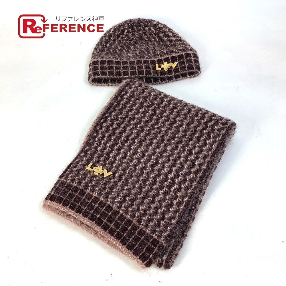 LOUIS VUITTON マフラーandビーニー　セット Louis Vuitton Beanie Scarf Set Bonnet Essel M75053 M75093 Mohair
