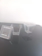 25Pcs Mini Square Dessert clear plastic cups with lid Mousse Cups Birthday Decor