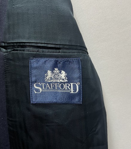 Stafford Vintage Men's 42L Navy Blue Gold Button Double Breasted Blazer Jacket - Picture 5 of 6
