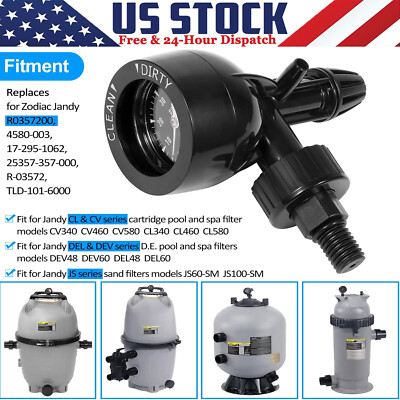 R0357200 Pressure Gauge & Air Relief for Jandy Pool Filters CV, CL, DEV, DEL, JS