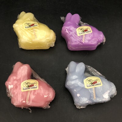 Waccents Lot of 4 Easter Bunny Floating Candles Pastel Colors 2.5 inch