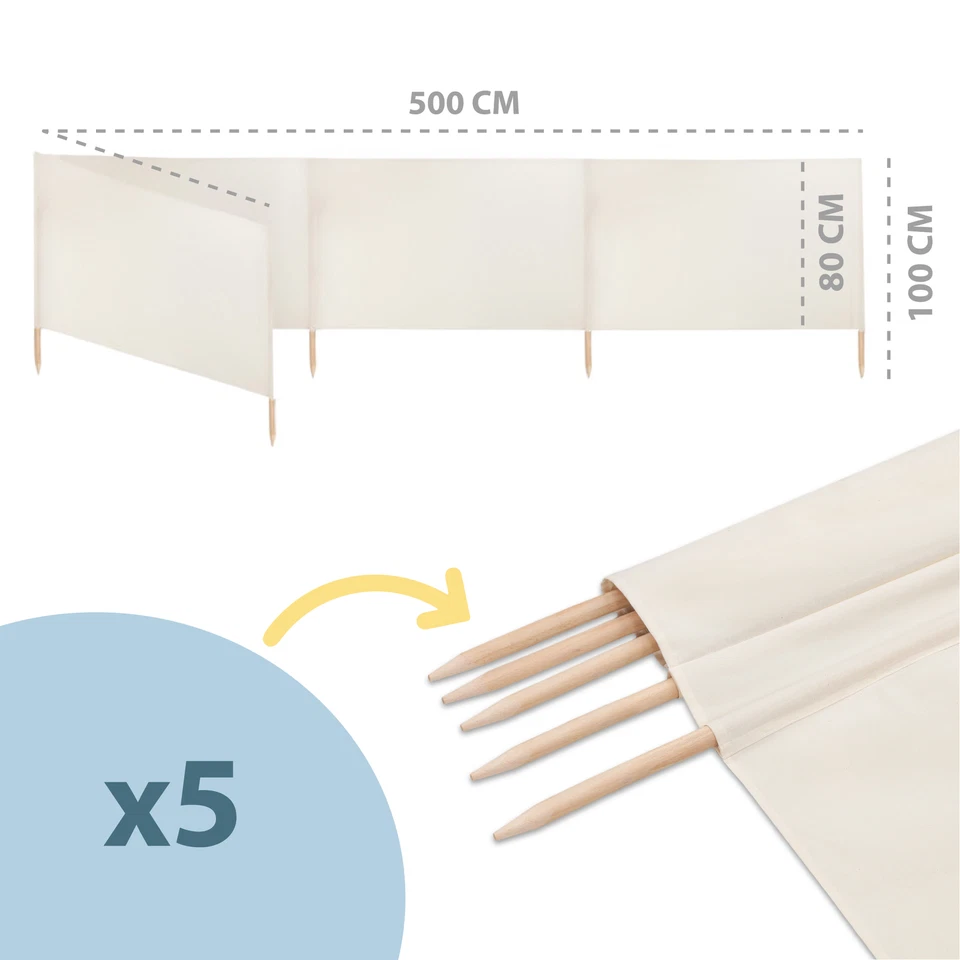 Windschutz Camping Sichtschutz Strand, Mobiler Strandwindschutz 5m - Bild 3 von 4