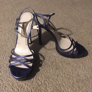 Womenâs Zara Basic Strappy Metallic Platform Heels - Blue, Size 41 (US 10) | eBay
