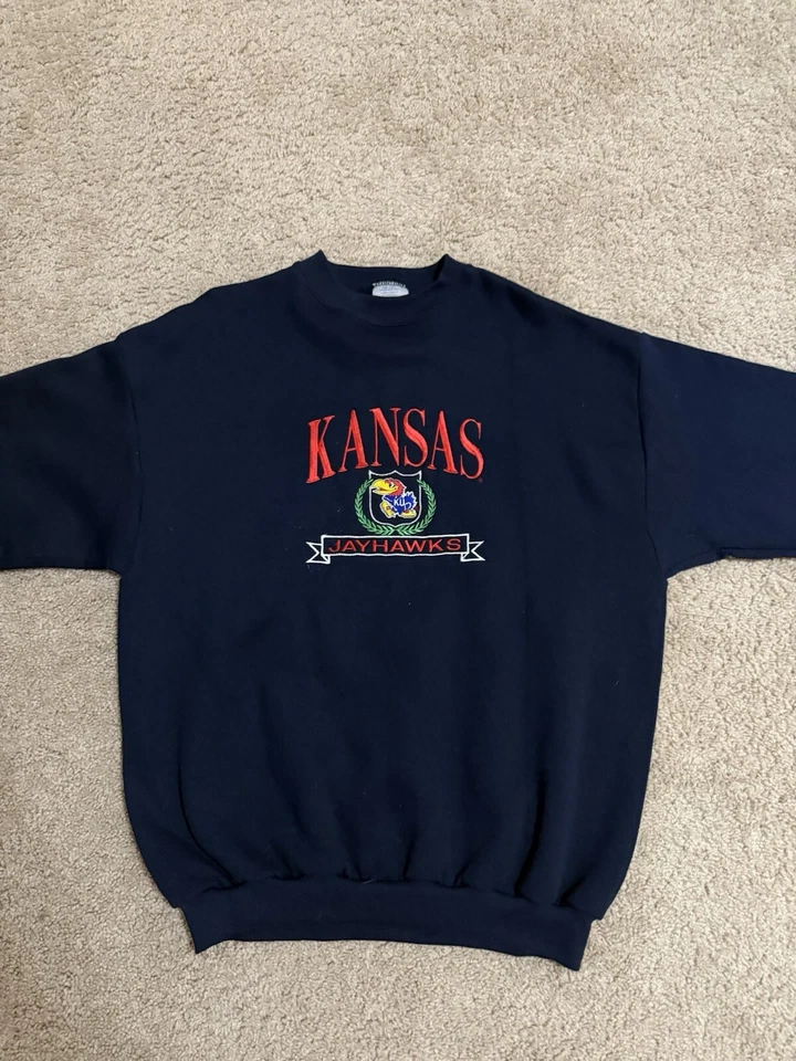 Vintage Kansas Jayhawks Vintage Logo 7 Sweater Crewneck Large Made in USA - Image 4 of 4