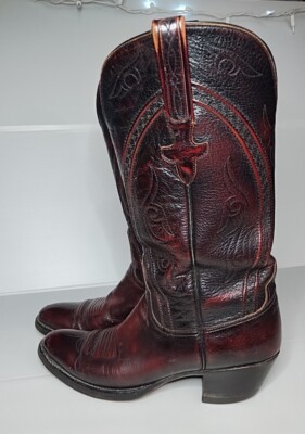 Mens Size 9B Lucchese Classics Black Cherry L6630 USA Cowboy  display picture 2
