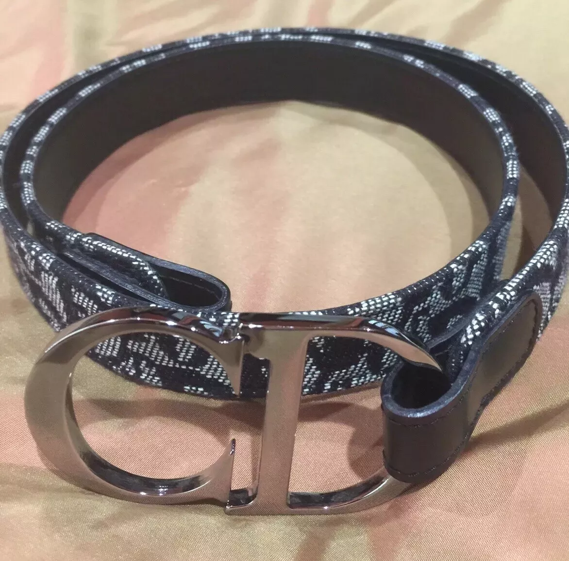 CHRISTIAN DIOR VINTAGE 100 % AUTHENTIQUE CEINTURE CUIR TOILE RARE VINTAGE