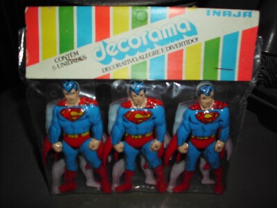 VINTAGE SUPERMAN FIGURES RARE SUPER POWERS PARTY DECORATION JLA UNPUNCHED M 1983