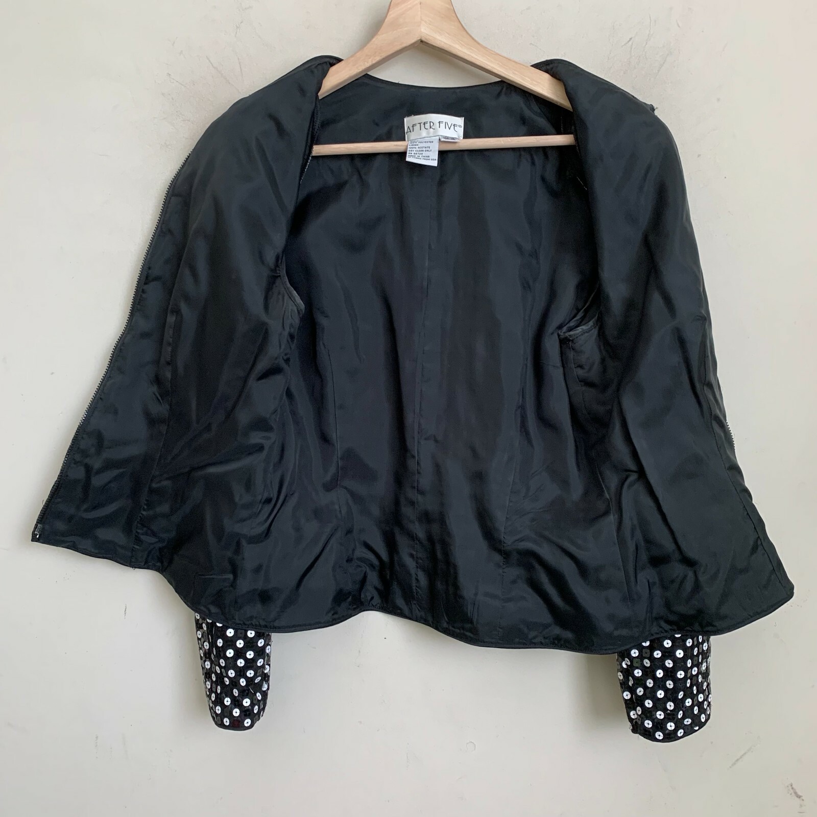 After Five Black Jacket White Sequin Collarless Z… - image 3