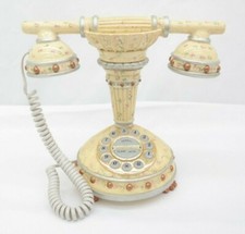 Vintage Telephone Floral Old Fashioned Dial Phone Decor TF