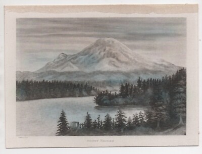 Beautiful Vintage Print showing Mount Rainier Washington