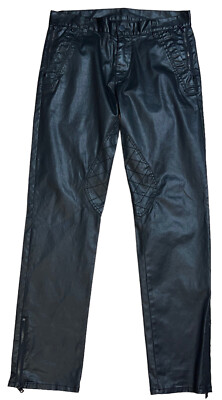 パンツ EMPORIO ARMANI Baggy Leather Pants ARMANI EXCHANGE Mens Stretch Faux Leather Pant Sz 32 Ankle Zip | eBay