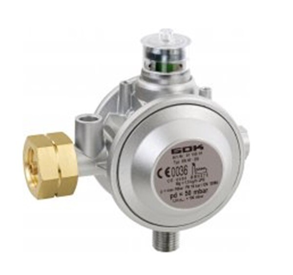 Gok Gasregler EN61-DS 1,5Kg/H 50Mbar Komb.A X G1/4LH-KN-90G-image