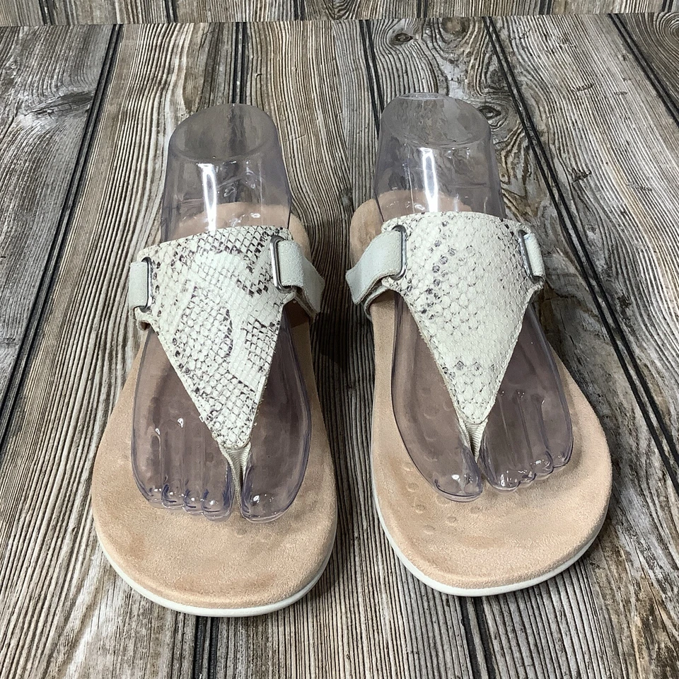 Vionic Womens Wanda Bone Snake Embossed Adjustable T-Straps Sandals Size 7W WIDE - Image 2 of 4