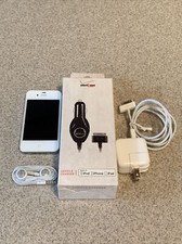 Apple iPhone 4 GB Verizon White A1349 Wall Car Charger Headphones