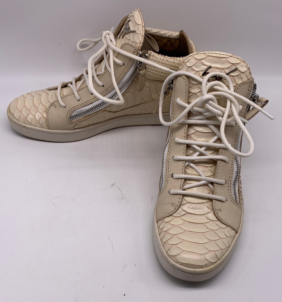 Giuseppe Zanotti Women Off-White Leather Reptile Embossed
