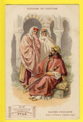cpa Pub BYLA, GENTILLY Litho GESCHICHTE des MAURISCHEN KOSTÜMS SPANIEN Emir und Frauen