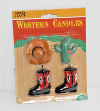 Vintage Bakery Craft Candles Western Themed Birthday Cake Candles Set of 4