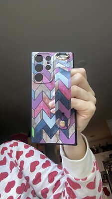 For Samsung Galaxy s23 ultra wrist strap phone case luxury fashion zigzag pink