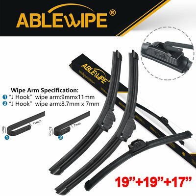 ABLEWIPE Fit For Honda CRX 1989-1988 Quality Windshield Wiper Blades (Set of 3)