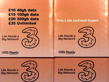 three uk UK Pay As You Go  SIM Card  3g uk . only 1 sim each buyers