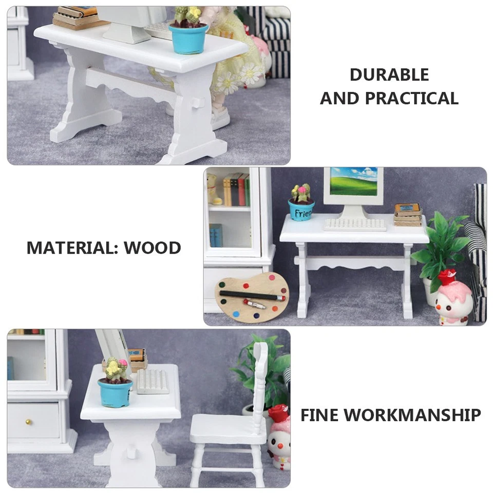  Kleiner Schreibtisch Computertisch Mini -Tabellenmodell Miniaturtisch - Bild 3 von 4