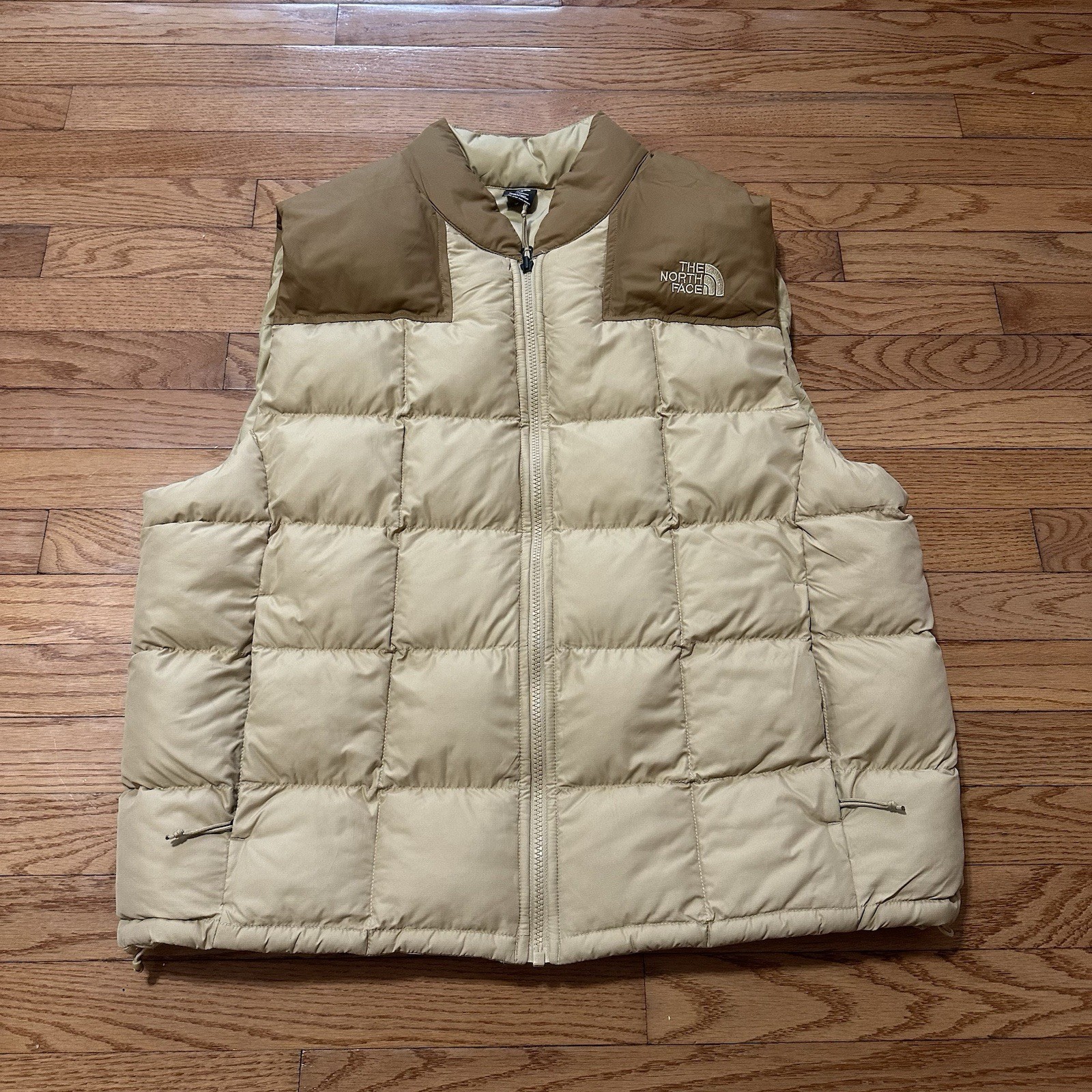 The North Face Mens Large Khaki Brown Lhotse Reversible Puffer Vest Jacket