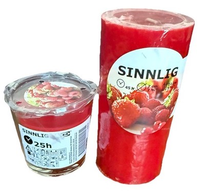 2 IKEA SINNLIG Berries scented Candles. Discontinued. NEW