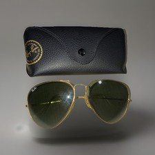 Vintage B L Ray Ban USA Aviator 62-14 mm Large G15 Gold Frame Sunglasses.