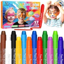 Face Painting Kit 12 Jumbo Crayons 5.1 in Vibrant Colors Halloween Cosplay