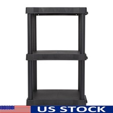Durable 3 Shelf Plastic Shelving Unit Easy Assembly Garage Storage Organizer New