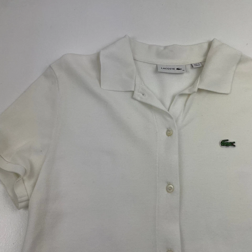 Lacoste рубашка-поло платье на пуговицах белый классический логотип женщин размер 36 / Великобритании 8 - Изображение 3 из 4