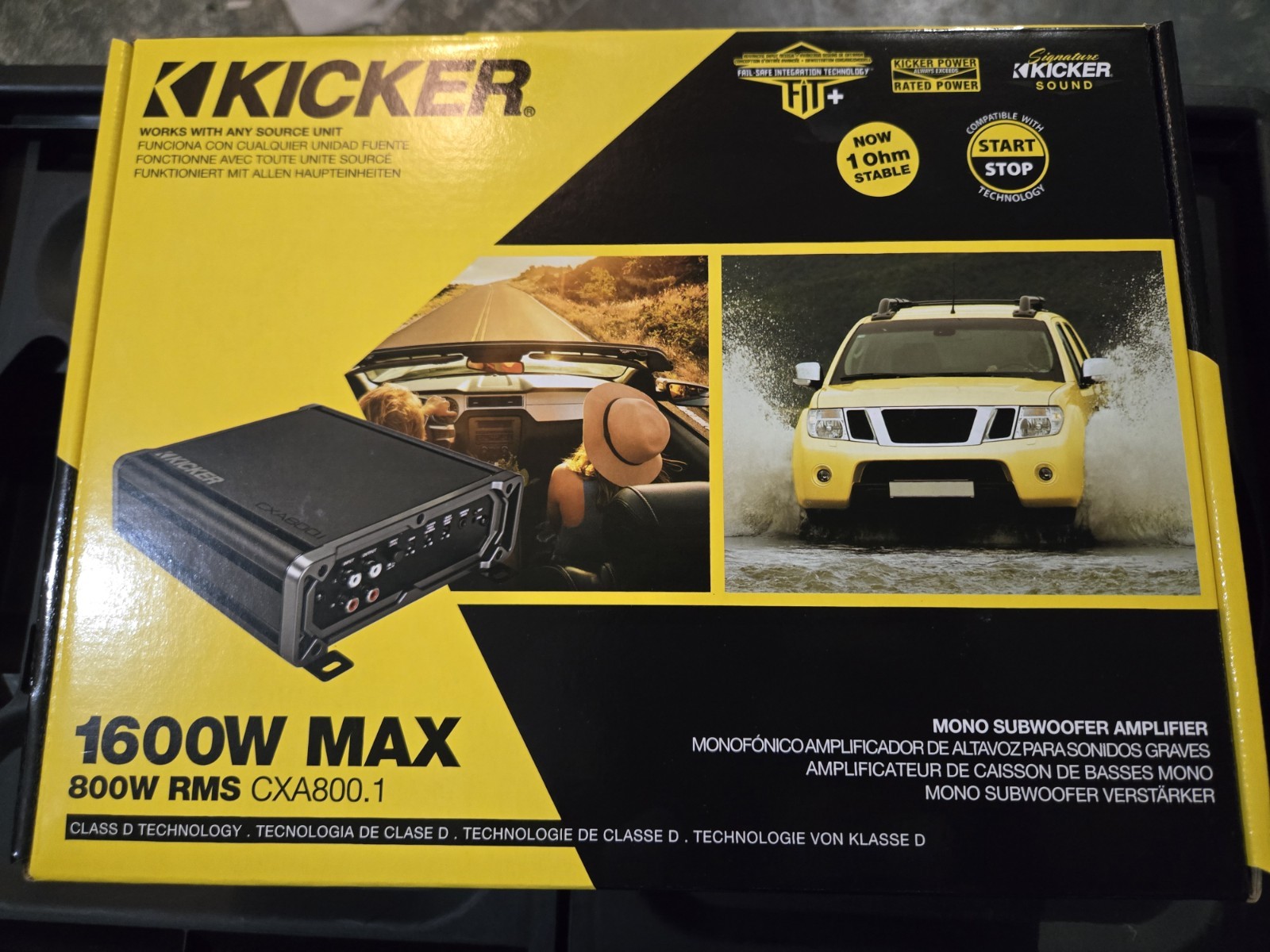 Kicker 1600W Car Audio Class D Amp Mono Peak Power Sub Amplifier 46CXA8001T 800W