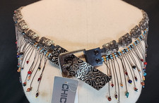 Chico's Patra Link Beaded Belt Silver Large New w/Tags