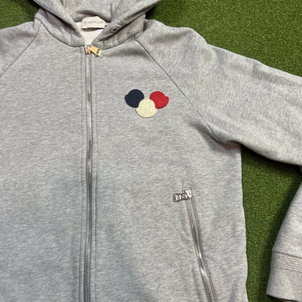 Moncler Cremallera Sudadera con Capucha Maglia Cárdigan Gris Mujer Talla Mediana Auténtico Foto 4 de 4