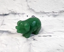 VINTAGE JADE GOOD LUCK MINIATURE SMALL HAND CARVED PIG FIGURINE PAPERWEIGHT 1.5"