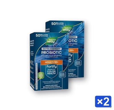 Nature s Way Adult's 50+ Fortify Probiotic 50B CFU - 30 Caps, Exp. 8/26 (2 Pack)
