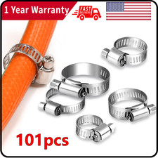 101pcs Adjustable Hose Clamps Worm Gear Stainless Steel Clamp Assortment Kit