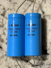MALLORY TC75501 500uF/500MFD 75V/75VDC Axial Electrolytic Capacitor Lot of 2 NOS