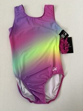 New GK Gymnastics Purple Rainbow Leotard  Scrunchie Elite Sportswear Adult